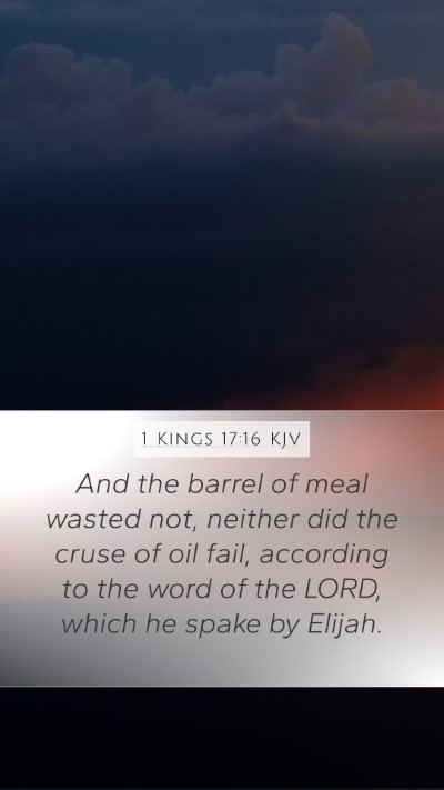 1 Kings 17:16 KJV Mobile Phone Wallpaper - And the barrel of meal wasted not, neither did - Mobile Bible Verse Wallpaper
