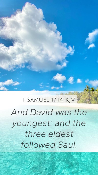 1 Samuel 17:14 KJV Mobile Phone Wallpaper - And David was the youngest: and the three eldest - Mobile Bible Verse Wallpaper