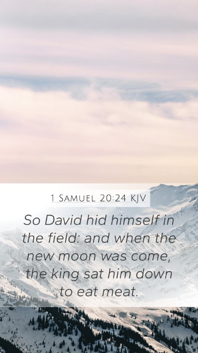 1 Samuel 20:24 KJV Mobile Phone Wallpaper - So David hid himself in the field: and when the - Mobile Bible Verse Wallpaper