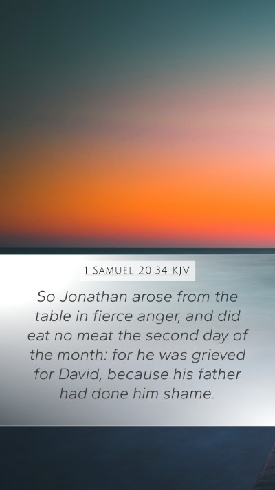 1 Samuel 20:34 KJV Mobile Phone Wallpaper - So Jonathan arose from the table in fierce anger, - Mobile Bible Verse Wallpaper