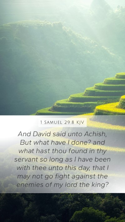 1 Samuel 29:8 KJV Mobile Phone Wallpaper - And David said unto Achish, But what have I done? - Mobile Bible Verse Wallpaper