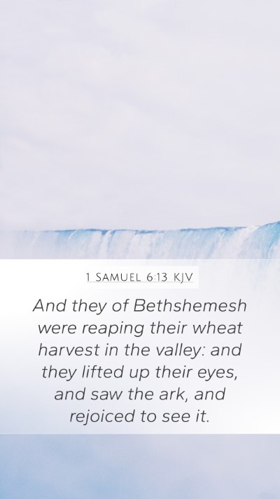 1 Samuel 6:13 KJV Mobile Phone Wallpaper - And they of Bethshemesh were reaping their wheat - Mobile Bible Verse Wallpaper