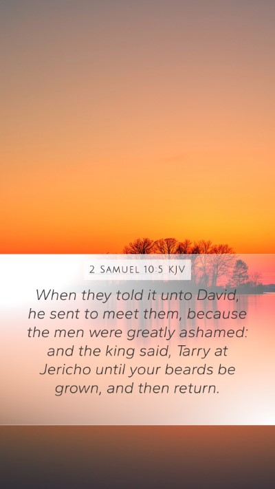 2 Samuel 10:5 KJV Mobile Phone Wallpaper - When they told it unto David, he sent to meet - Mobile Bible Verse Wallpaper