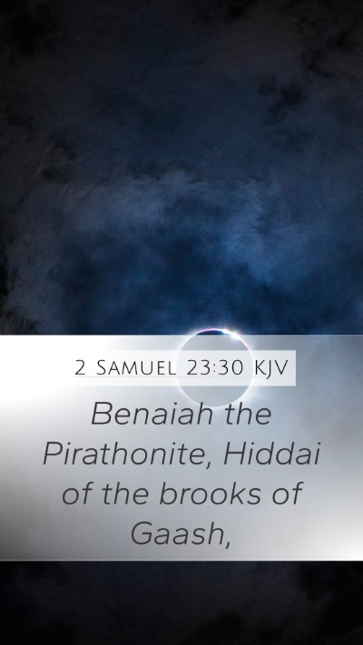 2 Samuel 23:30 KJV Mobile Phone Wallpaper - Benaiah the Pirathonite, Hiddai of the brooks of - Mobile Bible Verse Wallpaper