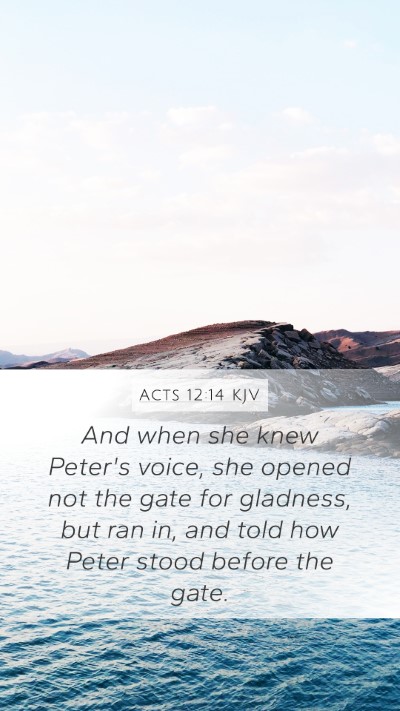 Acts 12:14 KJV Mobile Phone Wallpaper - And when she knew Peter's voice, she opened not - Mobile Bible Verse Wallpaper