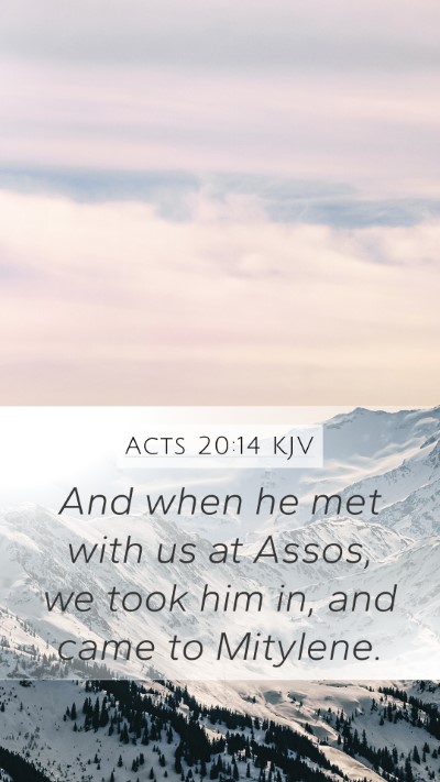 Acts 20:14 KJV Mobile Phone Wallpaper - And when he met with us at Assos, we took him in, - Mobile Bible Verse Wallpaper