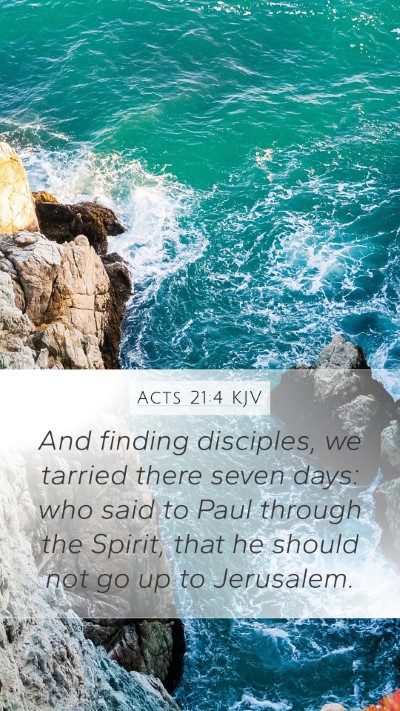 Acts 21:4 KJV Bible Verse Image
