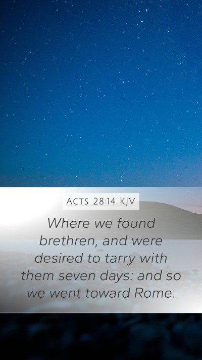 Acts 28:14 KJV Mobile Phone Wallpaper - Where we found brethren, and were desired to - Mobile Bible Verse Wallpaper