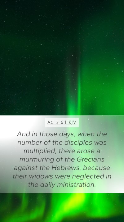 Acts 6:1 KJV Bible Verse Image