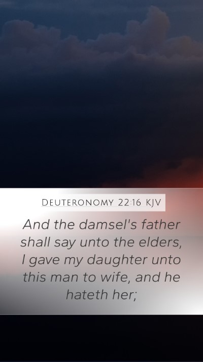 Deuteronomy 22:16 KJV Mobile Phone Wallpaper - And the damsel's father shall say unto the - Mobile Bible Verse Wallpaper