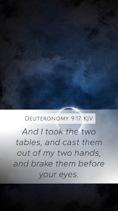 Deuteronomy 9:17 KJV Mobile Phone Wallpaper - And I took the two tables, and cast them out of - Mobile Bible Verse Wallpaper