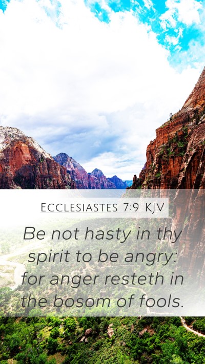 Ecclesiastes 7:9 KJV Mobile Phone Wallpaper - Be not hasty in thy spirit to be angry: for anger - Mobile Bible Verse Wallpaper