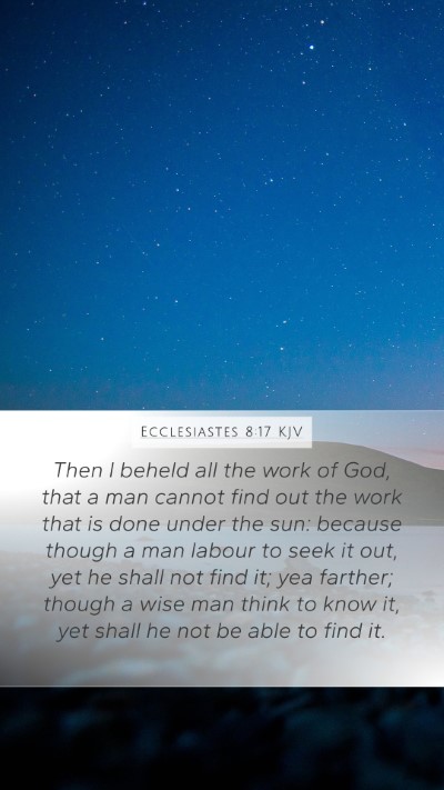 Ecclesiastes 8:17 KJV Mobile Phone Wallpaper - Then I beheld all the work of God, that a man - Mobile Bible Verse Wallpaper
