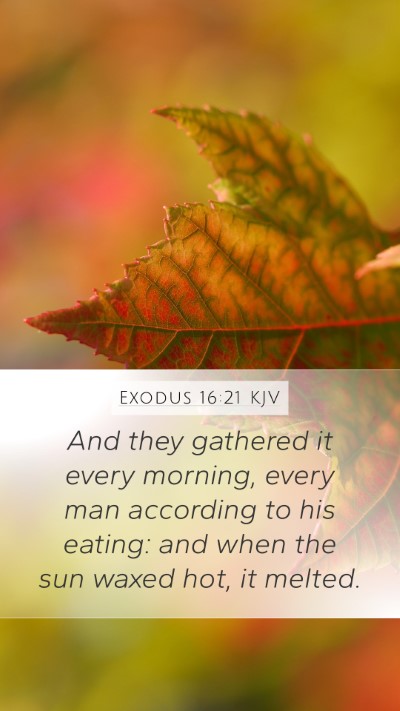 Exodus 16:21 KJV Mobile Phone Wallpaper - And they gathered it every morning, every man - Mobile Bible Verse Wallpaper