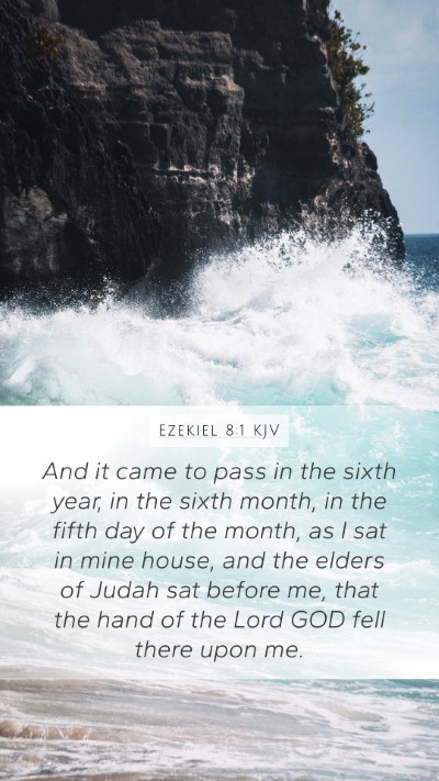 Ezekiel 8:1 KJV Bible Verse Image