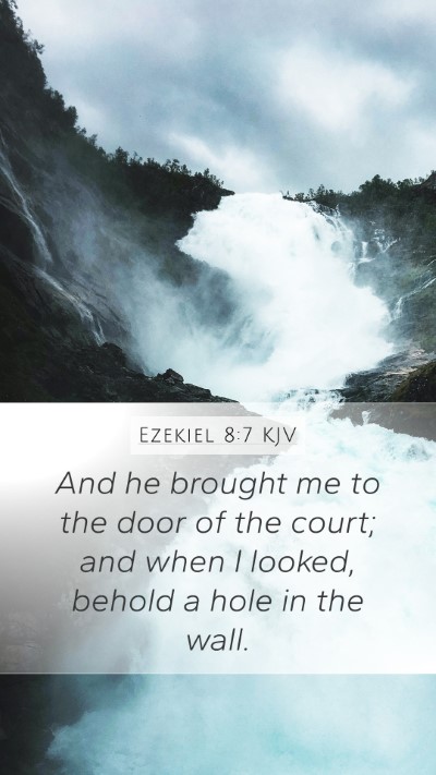 Ezekiel 8:7 KJV Mobile Phone Wallpaper - And he brought me to the door of the court; and - Mobile Bible Verse Wallpaper