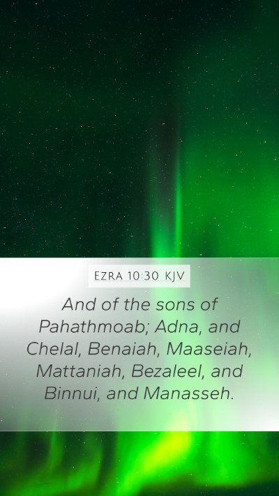 Ezra 10:30 KJV Mobile Phone Wallpaper - And of the sons of Pahathmoab; Adna, and Chelal, - Mobile Bible Verse Wallpaper