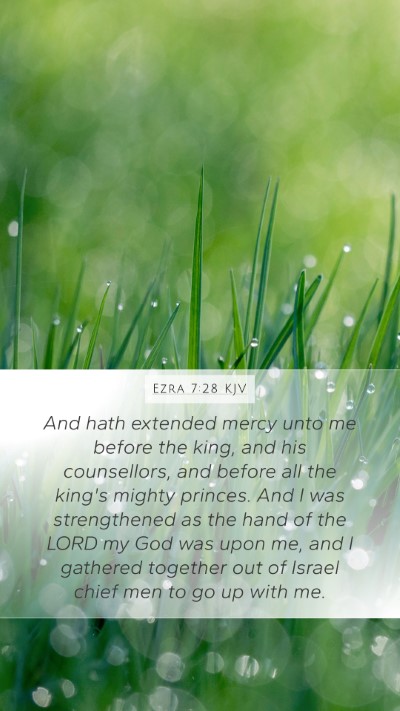 Ezra 7:28 KJV Bible Verse Image