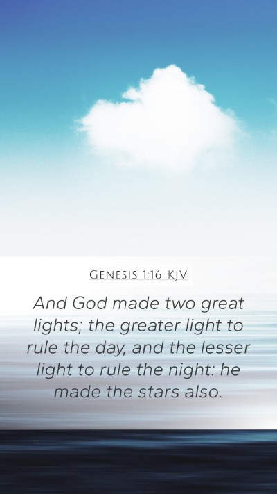 Genesis 1:16 KJV Mobile Phone Wallpaper - And God made two great lights; the greater light - Mobile Bible Verse Wallpaper