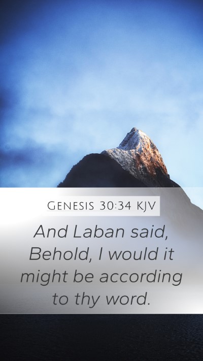 Genesis 30:34 KJV Mobile Phone Wallpaper - And Laban said, Behold, I would it might be - Mobile Bible Verse Wallpaper