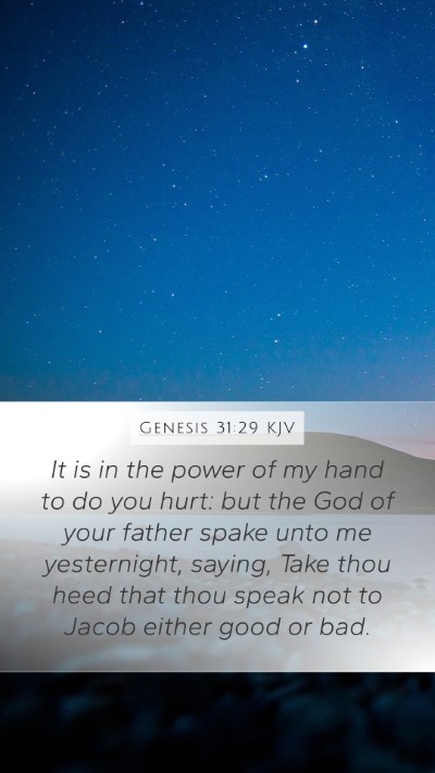 Genesis 31:29 KJV Bible Verse Image