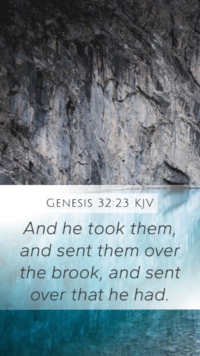 Genesis 32:23 KJV Mobile Phone Wallpaper - And he took them, and sent them over the brook, - Mobile Bible Verse Wallpaper