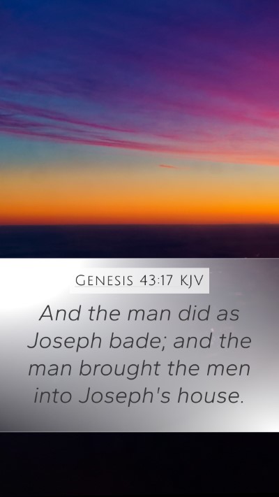 Genesis 43:17 KJV Mobile Phone Wallpaper - And the man did as Joseph bade; and the man - Mobile Bible Verse Wallpaper
