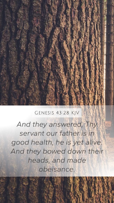 Genesis 43:28 KJV Bible Verse Image
