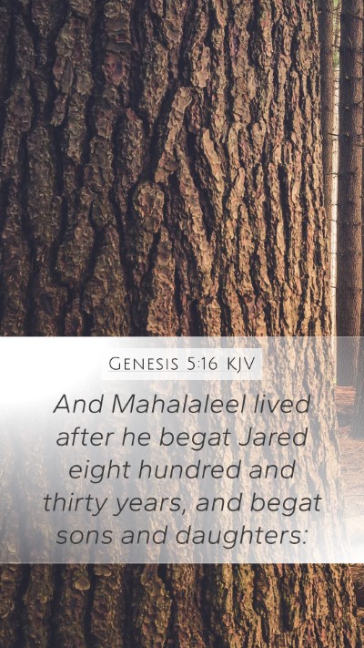 Genesis 5:16 KJV Mobile Phone Wallpaper - And Mahalaleel lived after he begat Jared eight - Mobile Bible Verse Wallpaper