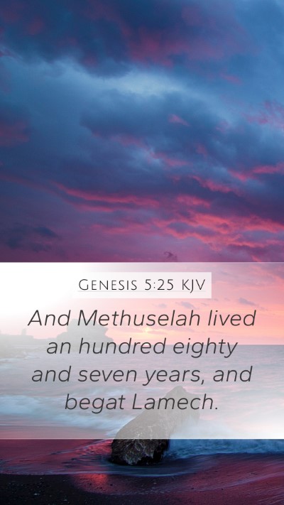Genesis 5:25 KJV Mobile Phone Wallpaper - And Methuselah lived an hundred eighty and seven - Mobile Bible Verse Wallpaper