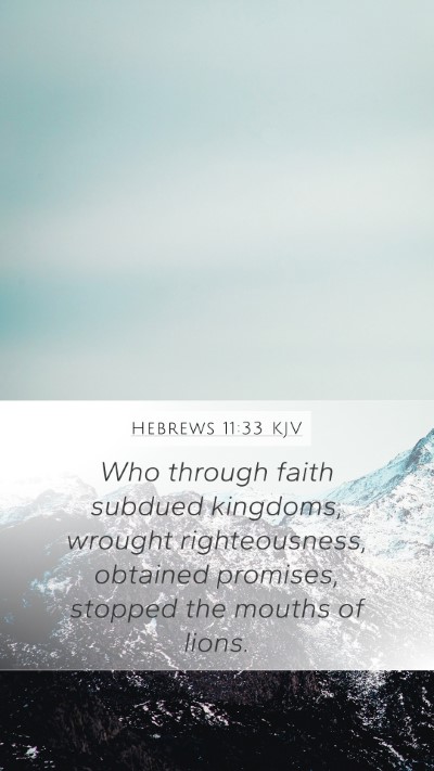 Hebrews 11:33 KJV Bible Verse Image
