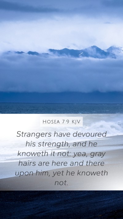 Hosea 7:9 KJV Bible Verse Image