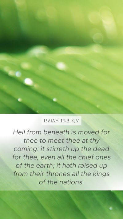 Isaiah 14:9 KJV Mobile Phone Wallpaper - Hell from beneath is moved for thee to meet thee - Mobile Bible Verse Wallpaper