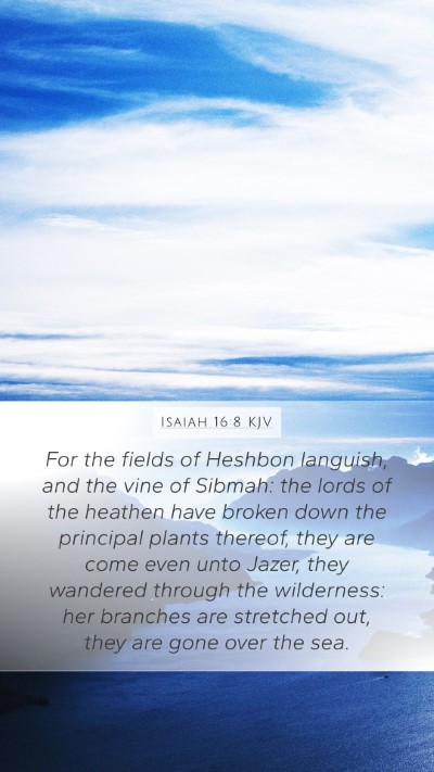 Isaiah 16:8 KJV Mobile Phone Wallpaper - For the fields of Heshbon languish, and the vine - Mobile Bible Verse Wallpaper