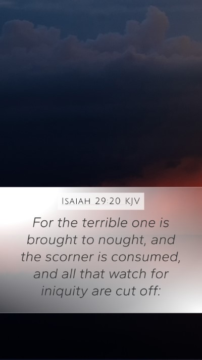 Isaiah 29:20 KJV Bible Verse Image