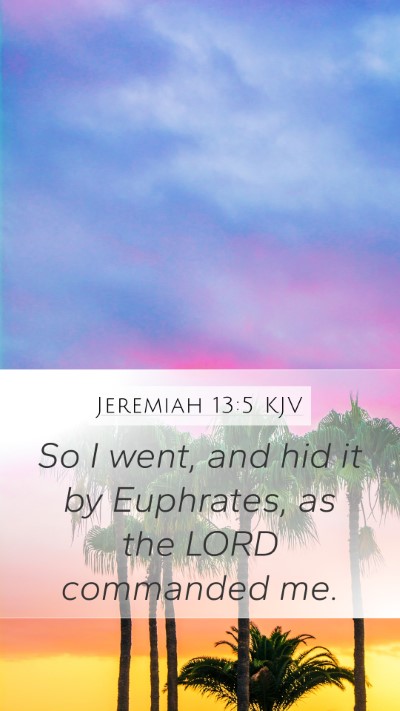Jeremiah 13:5 KJV Mobile Phone Wallpaper - So I went, and hid it by Euphrates, as the LORD - Mobile Bible Verse Wallpaper