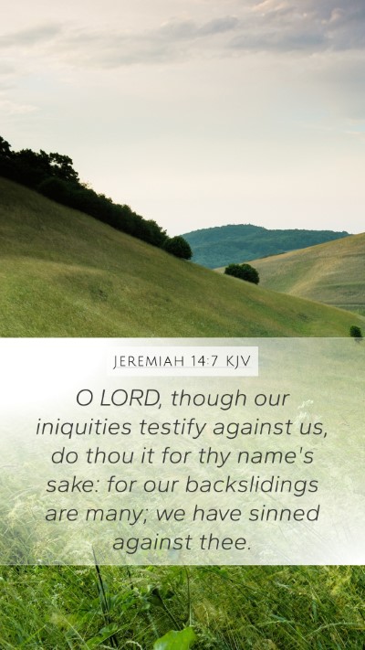 Jeremiah 14:7 KJV Bible Verse Image