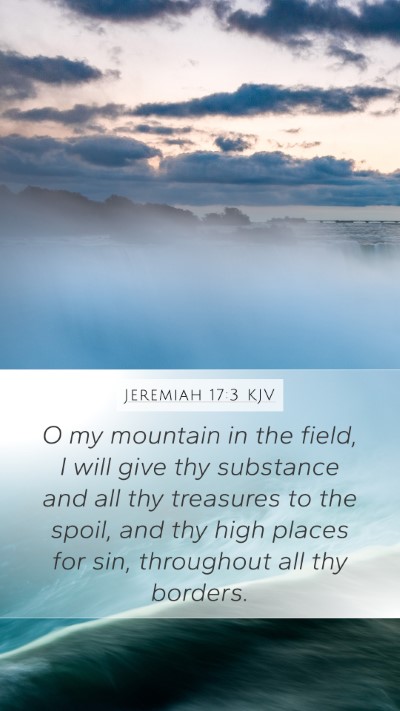 Jeremiah 17:3 KJV Mobile Phone Wallpaper - O my mountain in the field, I will give thy - Mobile Bible Verse Wallpaper