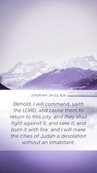 Jeremiah 34:22 KJV Bible Verse Image