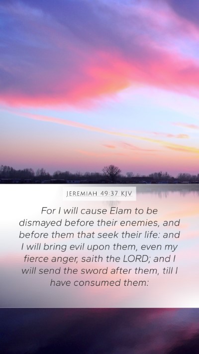 Jeremiah 49:37 KJV Mobile Phone Wallpaper - For I will cause Elam to be dismayed before their - Mobile Bible Verse Wallpaper