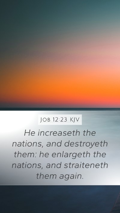 Job 12:23 KJV Bible Verse Image