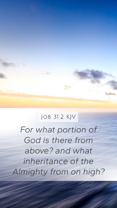 Job 31:2 KJV Mobile Phone Wallpaper - For what portion of God is there from above? and - Mobile Bible Verse Wallpaper