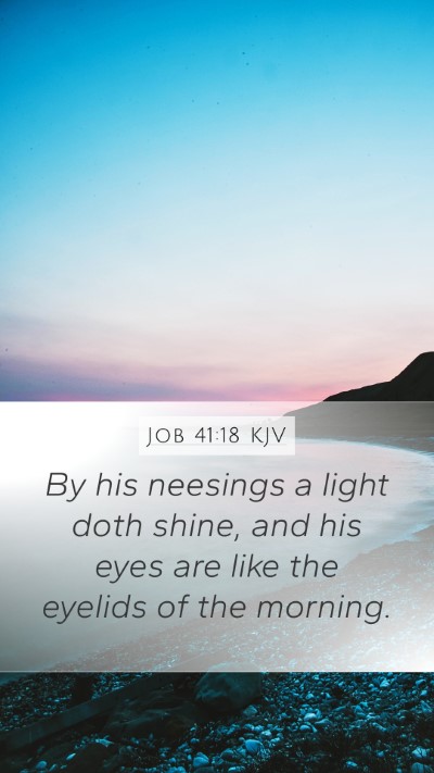 Job 41:18 KJV Mobile Phone Wallpaper - By his neesings a light doth shine, and his eyes - Mobile Bible Verse Wallpaper