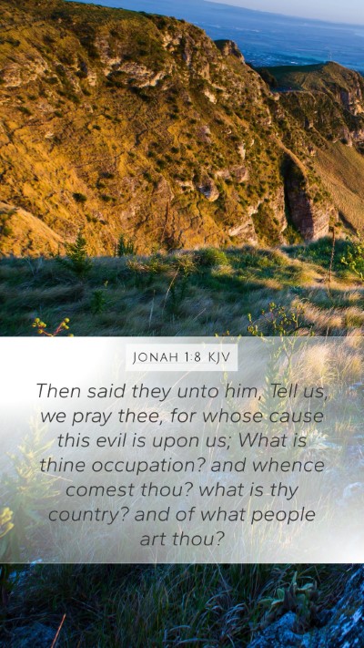 Jonah 1:8 KJV Mobile Phone Wallpaper - Then said they unto him, Tell us, we pray thee, - Mobile Bible Verse Wallpaper