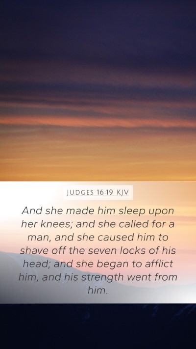 Judges 16:19 KJV Bible Verse Image