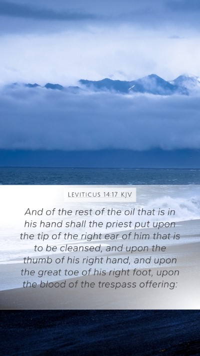 Leviticus 14:17 KJV Mobile Phone Wallpaper - And of the rest of the oil that is in his hand - Mobile Bible Verse Wallpaper