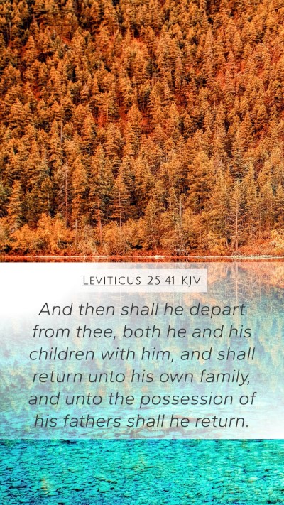 Leviticus 25:41 KJV Mobile Phone Wallpaper - And then shall he depart from thee, both he and - Mobile Bible Verse Wallpaper
