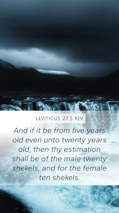 Leviticus 27:5 KJV Mobile Phone Wallpaper - And if it be from five years old even unto twenty - Mobile Bible Verse Wallpaper