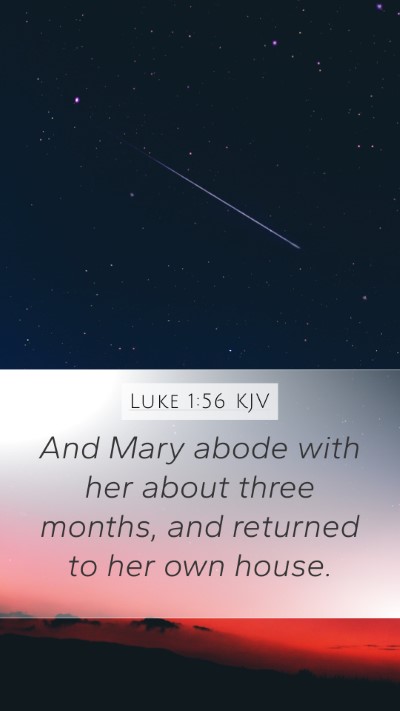 Luke 1:56 KJV Mobile Phone Wallpaper - And Mary abode with her about three months, and - Mobile Bible Verse Wallpaper