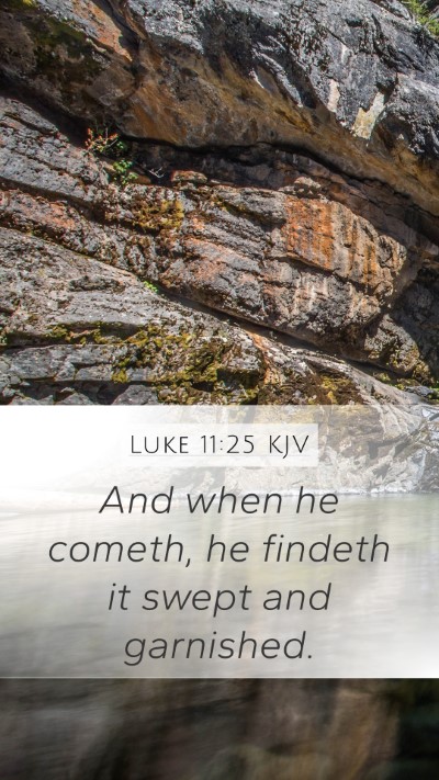 Luke 11:25 KJV Mobile Phone Wallpaper - And when he cometh, he findeth it swept and - Mobile Bible Verse Wallpaper